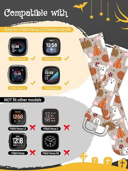 Watbro Halloween Holiday Band Compatible with Fitbit Versa 3 / Sense/Fitbit Versa 4 / Sense 2 Bands