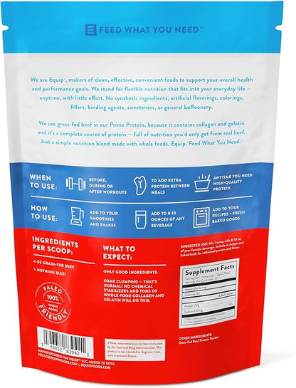 Equip Foods Prime Protein Powder | Clean, Grass Fed Beef Protein Powder | Carnivore Protein Isolate