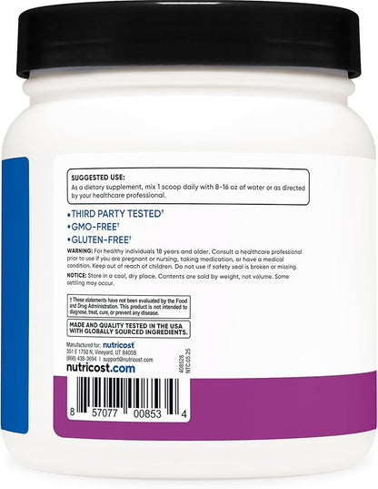 Nutricost BCAA Powder (Grape, 60 Servings) - Optimal 2:1:1 Ratio, Vegetarian Friendly, Non-GMO