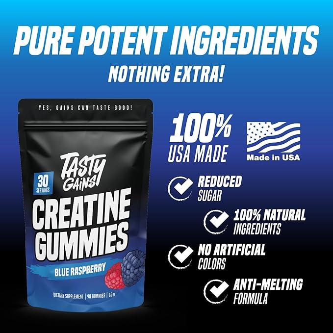 Creatine Gummies - 90g of Creatine Monohydrate - Workout Supplements - Build Muscle & Boost