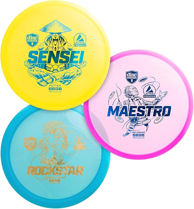 Discmania Disc Golf Starter Set (3 Pack) | Active Premium Disc Golf Set for Beginners | Sensei