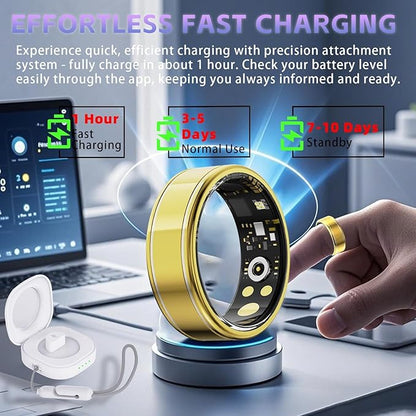 Smart Ring Health Tracker, Fitness Tracker Ring for Women Men, Monitoring of Pedometer, SpO2, Sleep