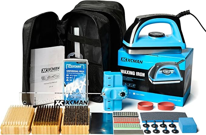 XCMAN Complete Ski Snowboard Tuning Waxing Combo Kit with Waxing Iron,Ski Wax,Side Base Edge