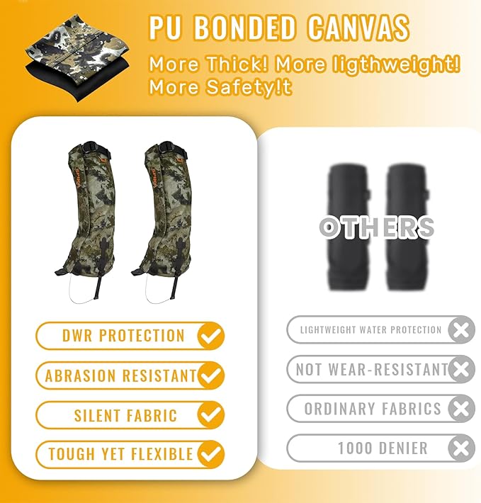 SPIKA Strike Snake Gaiters, Waterproof Snake Chaps for Hunting, Adjustable and Snake Resistent Leg