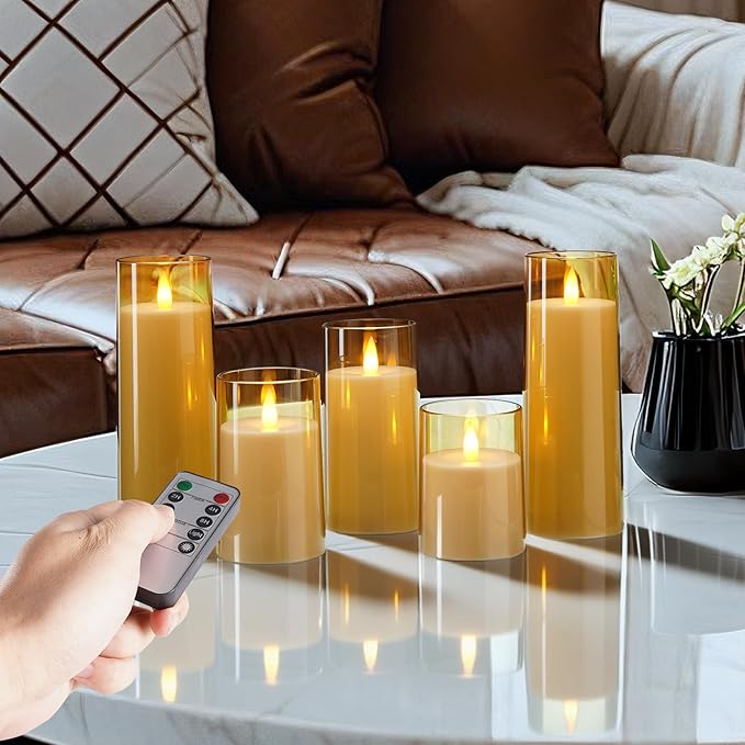 Homemory Realistic Flickering Flameless Candles, Battery Operated Candles with Remote Control and