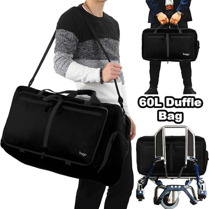 Bago Foldable Duffel Bags for Traveling Women & Men - 60L Medium Packable Duffle Bag for Travel