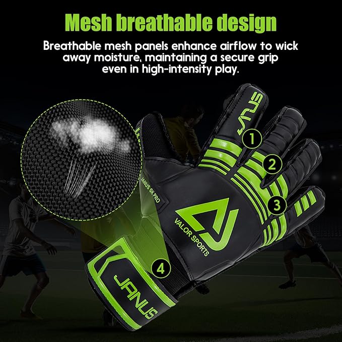 Soccer Goalkeeper Gloves with Finger Protection to Prevent Injuries, Strong Grip for Tough Tackles
