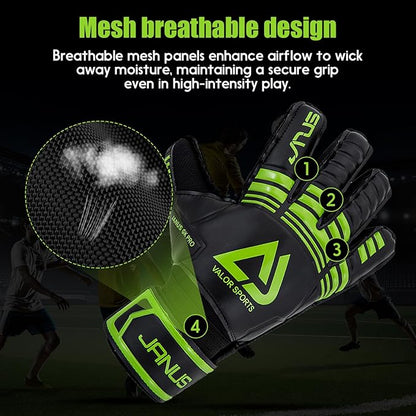 Soccer Goalkeeper Gloves with Finger Protection to Prevent Injuries, Strong Grip for Tough Tackles