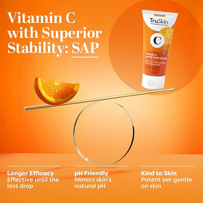 TruSkin Vitamin C Gentle Face Scrub - Brightening Daily Face Exfoliator for All Skin Types