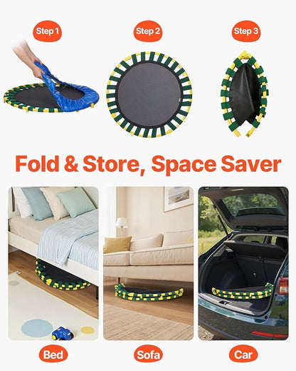 VEVOR 3FT Trampoline 36" Indoor/Outdoor for Toddlers, Foldable Mini Baby With Foam Handle