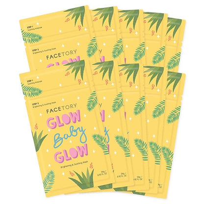 FACETORY K Beauty Face Mask Skin Care - Glow Baby Glow 2-Step Sheet Mask with Niacinamide & Aloe +