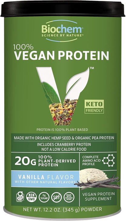 Biochem Vegan Protein Powder ??20g Plant-Based Protein for Muscle Support ??Organic Pea, Hemp &