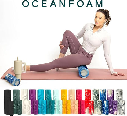 Oceanfoam Ripple Travel Foam Roller (11" x 3.35") Firm Mini Foam Roller for Physical Therapy, Deep