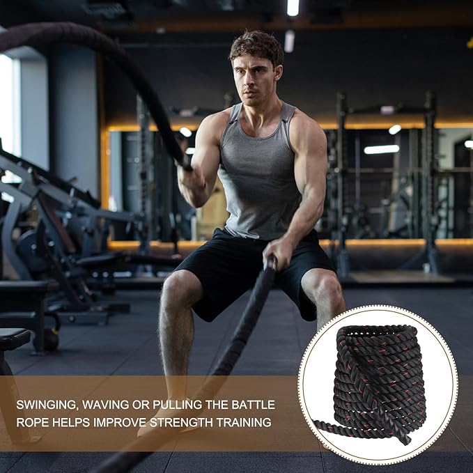MECCANIXITY Battle Rope 50ft x 1.5 Inch Polyester Workout Rope Heavy Fitness Exercise Rope for