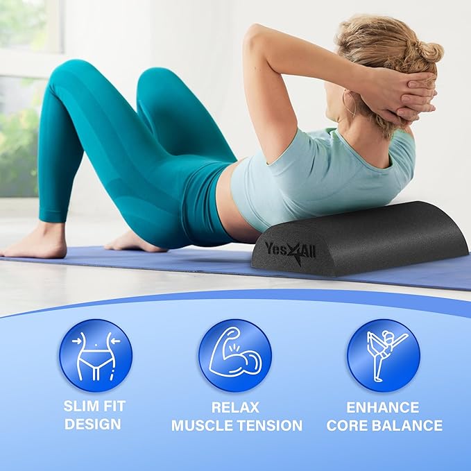 Yes4All Medium Firm Half Foam Rollers for Post-Workout Relaxation, 12/18/24/36 inch PE Foam Roll