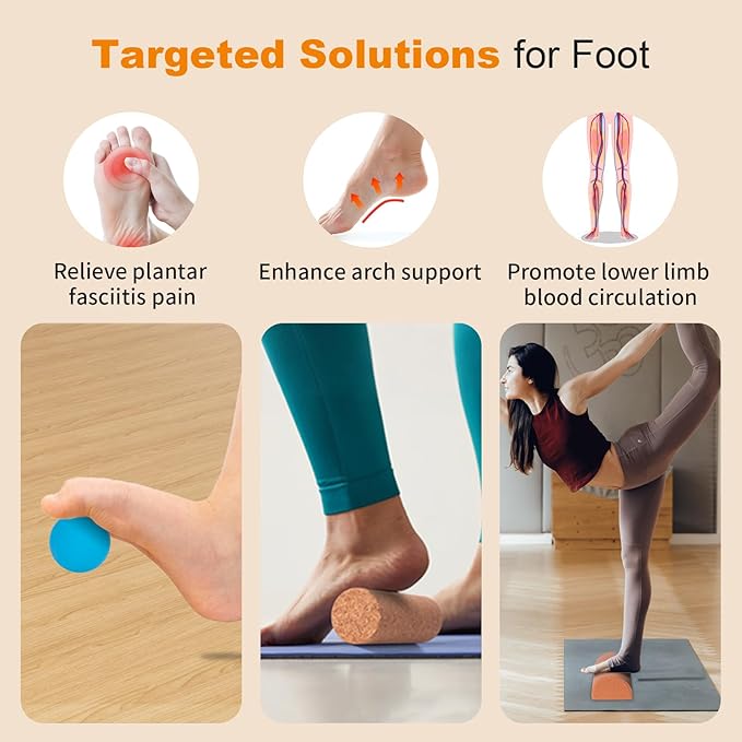 Cork Balance Board Ankle Stability Trainer, Textured Natural Cork Foot Strengthener for Mobility