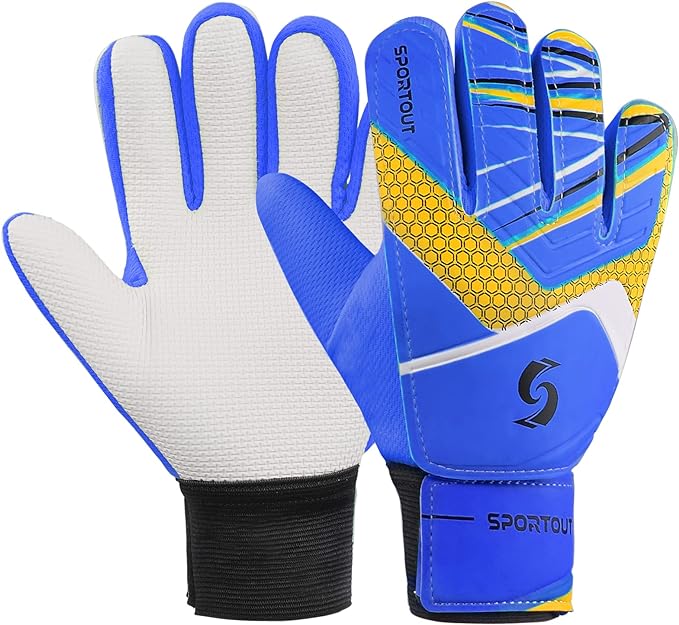 Sportout Kids Goalkeeper Gloves, Soccer Gloves with Double Wrist Protection and Non-Slip Wear