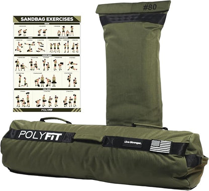 Polyfit Sandbag Pro - Workout Sandbag with Triple Closure Filler Bag and Reinforced Nylon Webbing