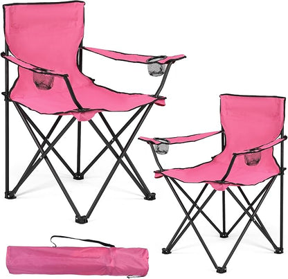 2 Pack Lightweight Camping Chairs, 300LBS Heavy-Duty Portable Folding Chairs with Carry Bag