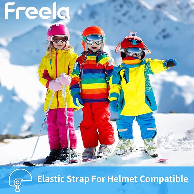 Freela Kids Ski Snowboard Goggles for Toddler(3-14) Youth Anti Fog Anti UV Goggles Girls Boys Snow