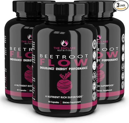 THE ENCLARE NUTRITION Beet Root Powder Capsules, Beetroot 1300mg. Nitric Oxide Supplements for Men