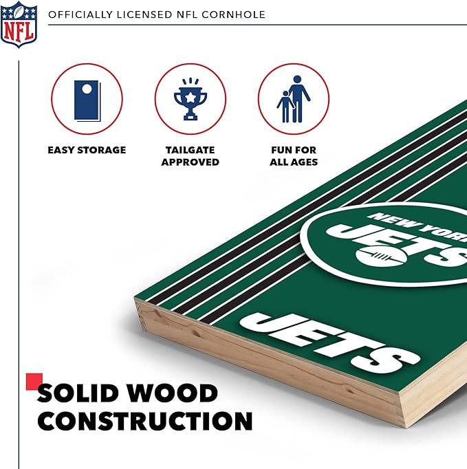 NFL 2' x 3' Solid Wood Cornhole Set with Direct Print HD Team Graphics – Great Gift for Any