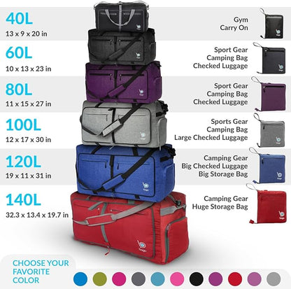 Bago Large Foldable Duffel Bags for Traveling Women & Men - 120L Packable Duffle Bag for Travel