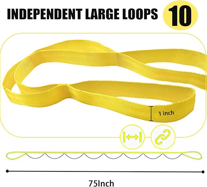 Stretching Strap Yoga Strap with Loops, Stretch Straps for Physical Therapy, Non-Elastic Exercise