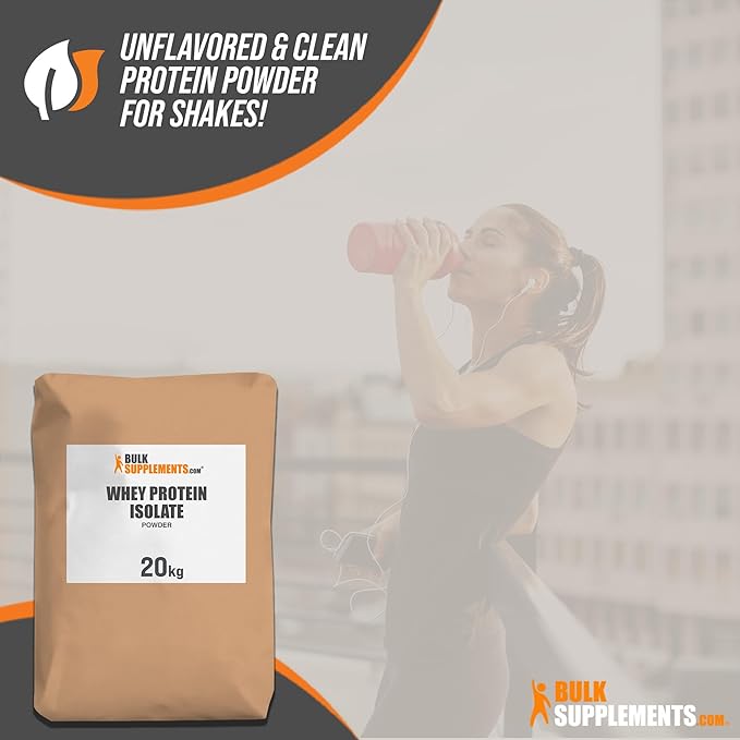 BulkSupplements.com Whey Protein Isolate Powder - Whey Protein Powder, Unsweeteneed, Unflavored &