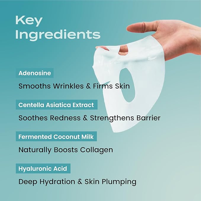 Body Restore Natural Collagen Face Mask 5 Pack ??Korean Skin Care Mask with Fermented Coconut