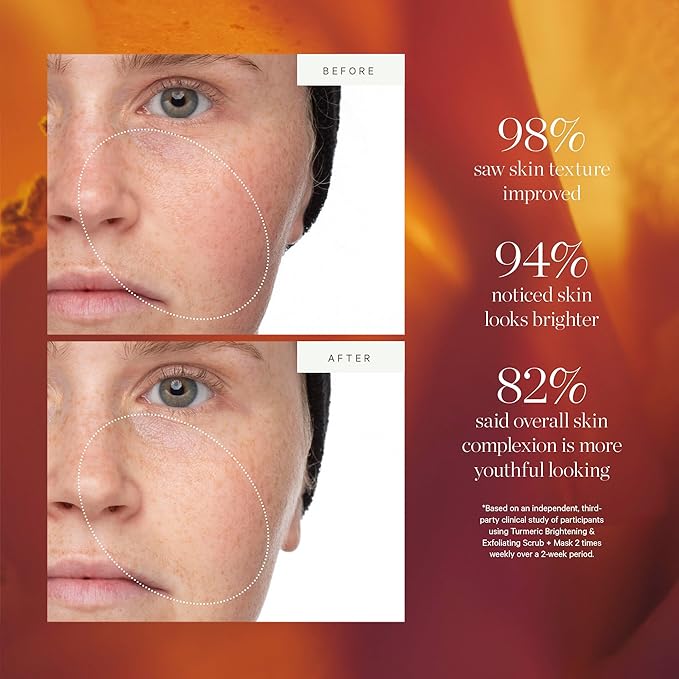 KORA Organics Turmeric Brightening & Exfoliating Mask, Multi-Use Facial Scrub, Polish & Illuminate