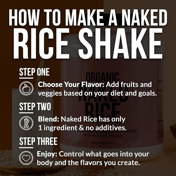 Naked Rice - Organic Brown Rice Protein Powder - Vegan Protein Powder - 5Lb Bulk, GMO Free, Gluten