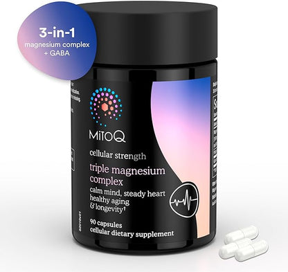 MitoQ Triple Magnesium Complex | Magnesium Glycinate, Taurinate, Oxide with GABA for Heart Health