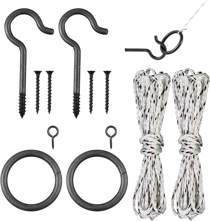 2 Set Hook and Ring Toss Game Hardware Set,Include Nylon String,Mounting Screws,Ring and Iron Hook
