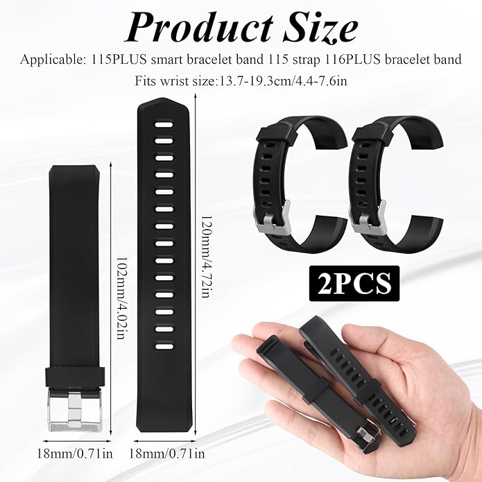 Watch Bands Replacement for ID115plus HR, Very Fit Pro Activity Fitness Tracker Wrist Bands Set