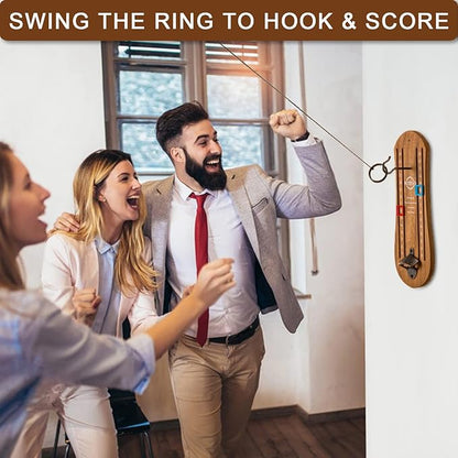 Ring Toss Game for Adults, Hook and Ring Game with String and Hooks for Indoor & Outdoor, Ring Hook