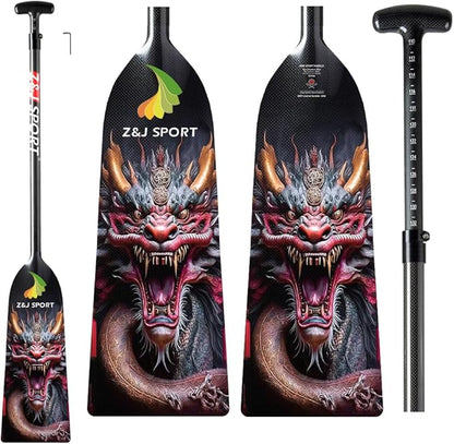 Z&J SPORT Adjustable Dragon Boat Paddle, IDBF Approved Carbon Fiber Paddle, Dragon Graphic Paddle