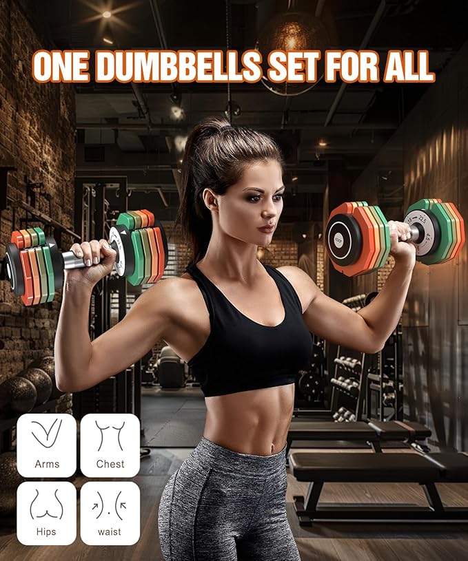 Adjustable Dumbbells Set/Single, 12.5LB/22.5LB/55LB 5 in 1 Free Adjustable Dumbbell Set with
