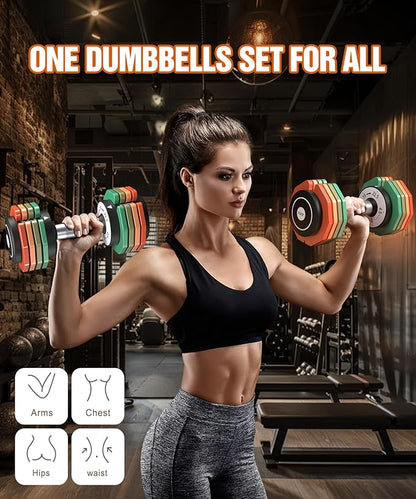 Adjustable Dumbbells Set/Single, 12.5LB/22.5LB/55LB 5 in 1 Free Adjustable Dumbbell Set with