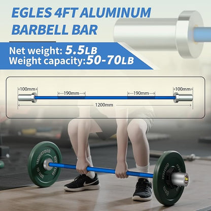 Egles Kids Barbell 5.5LB Mini Barbell Bar 4ft for Kid Women & Beginners Weighted Bar - Compatible