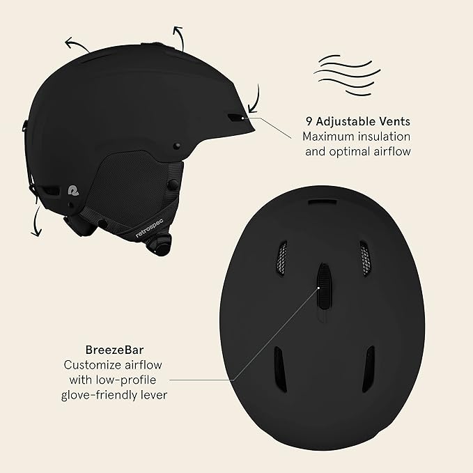 Retrospec Zephyr Ski Helmet - Snowboard Helmet for Adults & Youth - Adjustable Fit with Breathable