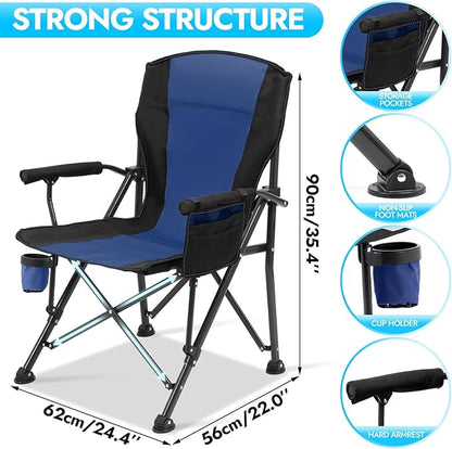 2 Pack Oversized Folding Camping Chair for Adults, Supports 450 LBS Camping Chairs, Heavy Duty