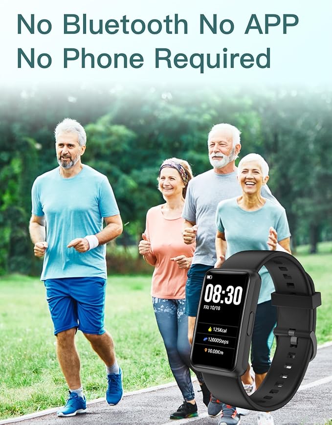 HUAKUA Fitness Tracker No Bluetooth No APP No Phone Needed, Fitness Watch for Men Women Parents