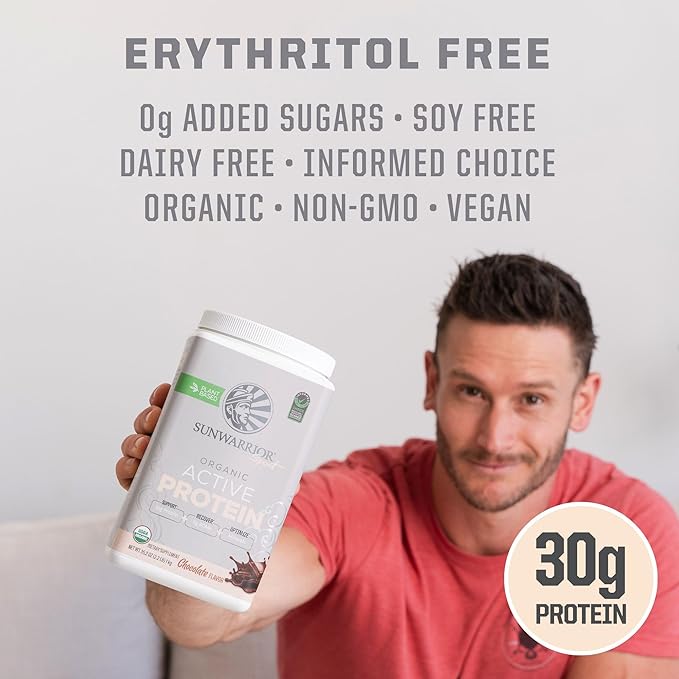 Sunwarrior Organic Plant Based Protein Powder | Vegan Organic Protein Powder with BCAA Amino Acids