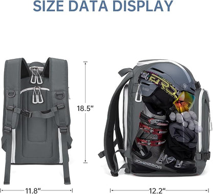 Ski Boot Bag, 50L Ski Boot Travel Backpack for Skis, Snowboard & Accessories, Waterproof Padded Ski