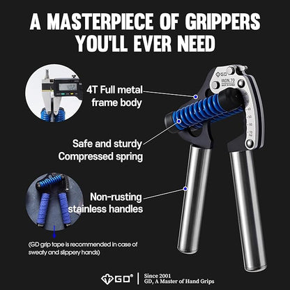 GD Iron Grip 70 Hand Grip Strengthener (Adjustable Hand Grip) Wrist and Forearm Strength Trainer