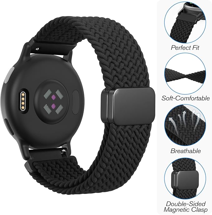 FINTIE Magnetic Braided Band Compatible with Garmin Vivoactive 5/6/Vivoactive 3, Garmin Venu/Venu