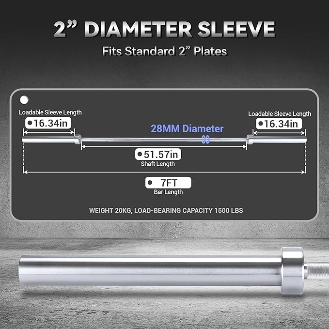 Barbell Bar for Weightlifting - 7FT Heavy Duty (1500LB/700LB), 4FT Short (500LB), 47" EZ Curl Bar