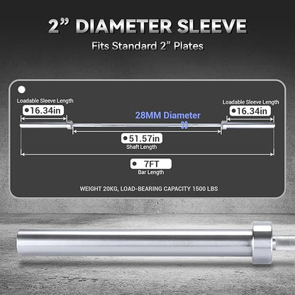 Barbell Bar for Weightlifting - 7FT Heavy Duty (1500LB/700LB), 4FT Short (500LB), 47" EZ Curl Bar