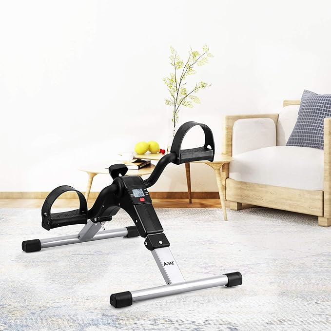 Folding Pedal Exerciser, Mini Under Desk Bike - Portable Foot Hand Cycle Peddler Machine Bicycle